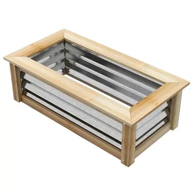 Raised Garden Bed with Galvanized Steel Panels and Wood Frame