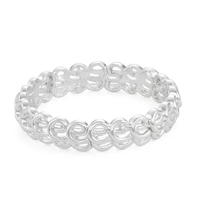 Napier Silver Tone Rings Stretch Bracelet
