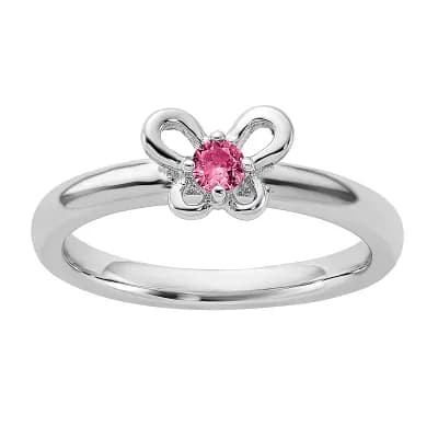 Stacks & Stones Sterling Silver Stackable Round Gemstone Butterfly Ring
