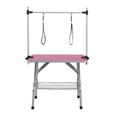 IFMALL Professional Folding Pet Grooming Table with Adjustable Arm and Storage