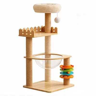 IFMALL Modern Cat Tower with Scratching Posts, Perch, Hammock for Indoor Cats