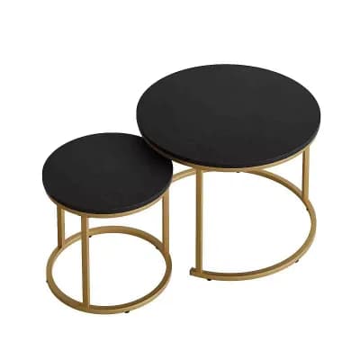 BOGASYL 2 pc Round Nesting Coffee Table Set