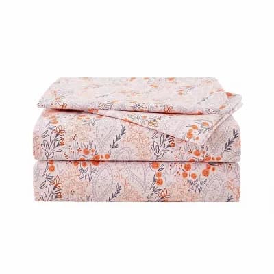 Queen Size 4 pc Microfiber Sheet Set Floral Pattern Extra Deep Pocket Soft Brushed