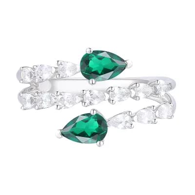 MASTERPIECE Sterling Silver Lab-Created Emerald Ring
