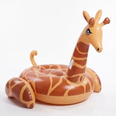 Inflatable Giraffe Pool Float Ring Animal Float Durable PVC Water Float for Pool Beach Lake