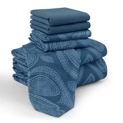 Lux Decor 6 pc Premium Microfiber Sheet Set, Ultra Soft Solid & Printed Bed Sheets with Pillowcases