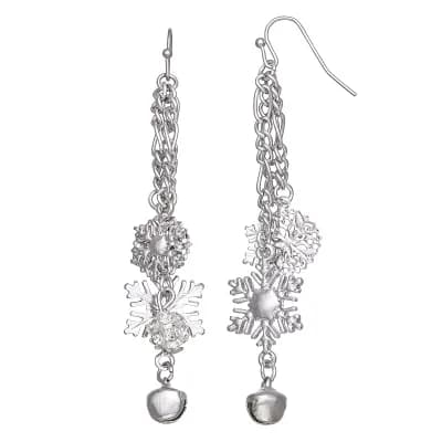 Emberly Silver Tone Snowflake Cluster Earrings