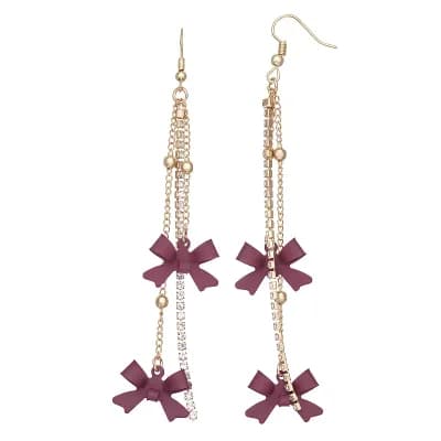 Emberly Gold Tone Linear Cluster Bow Earrings