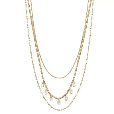 Emberly Gold Tone Layered Charms Necklace