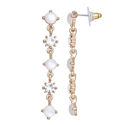 Emberly Gold Tone Linear Beads Earrings