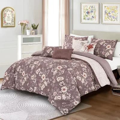 Purple Floral Comforter Set