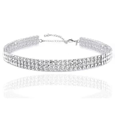 White Rhinestone Chain Necklace