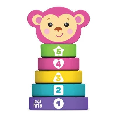 Kids Hits Stack & Play Monkey Wooden Stacking & Sorting Ring Toy