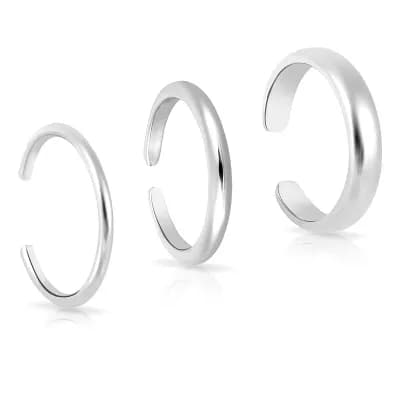 3 pc Adjustable Thin Toe Rings Set