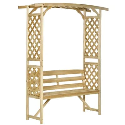 Arbor Arch Garden Bench with Trellises and Pergola for Climbing Vines and Outdoor Seating