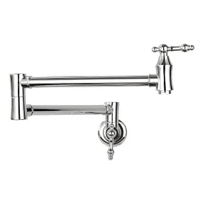 Wall-Mounted Pot Filler Faucet with Swivel Spout and Dual Handles