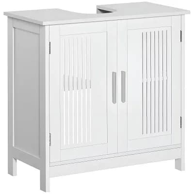 Under Sink Bathroom Storage Cabinet with U-Shaped Cutout and Adjustable Shelf