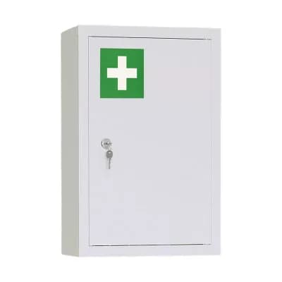 Wall Mounted Medicine Cabinet with Lock Metal First Aid Cabinet 3 Shelf