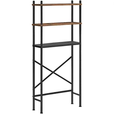 Vertical Toilet Storage Rack with 3 Adjustable Shelves, Open Metal Frame Shelf for Bathroom