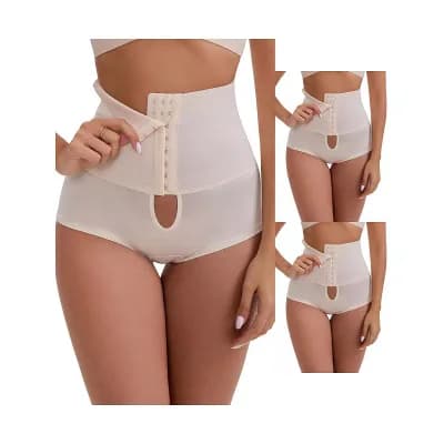 3 Packs Women's High-Waisted Shaper Knickers Front Hook Closure TummyControl Half-Hip Shaping Shorts