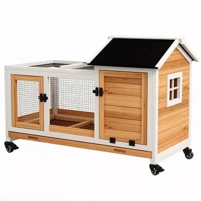 IFMALL Outdoor Small Animal Hutch with Removable Tray and Wheels for Easy Mobility