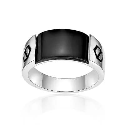 Men's LYNX Silver Onyx Ring