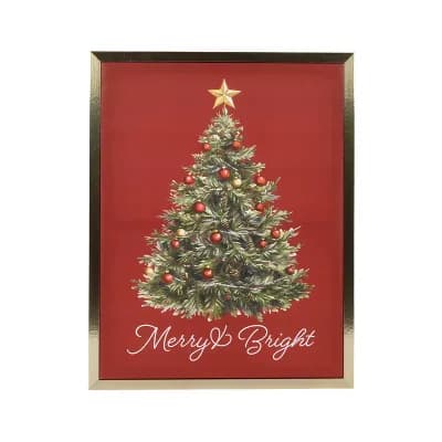 Merry and Bright Framed Christmas Tree Wall Art