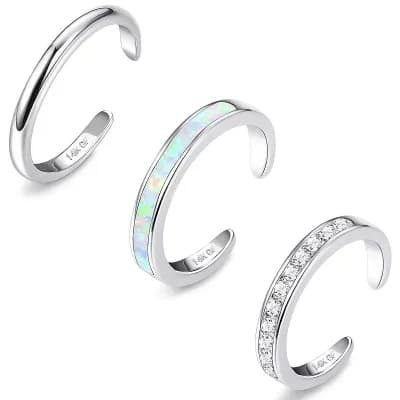 3 pc Silver Filled Adjustable Toe Rings