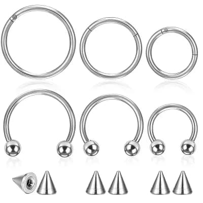6 pc Septum Nose Ring Set