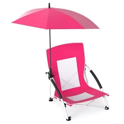 Portable Outdoor Chair with Adjustable Umbrella Folding Beach Camping Chair Set