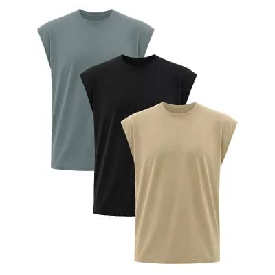 3 Packs Men's Workout Tank Top Loose Fit Muscle Gym Casual Summer Sleeveless T-Shirts