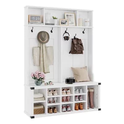 77" Large Hall Tree with Shoe Storage & Bench