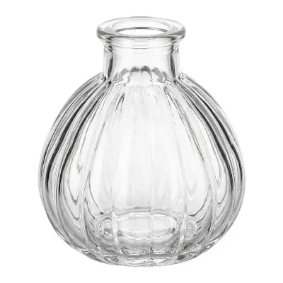 Glass Bud Vases Vintage Small Flower Vases in Bulk Thickened Embossed Glass Bottle 2.8"Lx2.8"Wx3.1"H