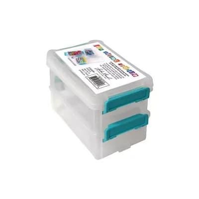 John Bead Joy Filled Storage 2 Stackable Clear Plastic Medium Storage Box with Lids, 5.5x4x2in