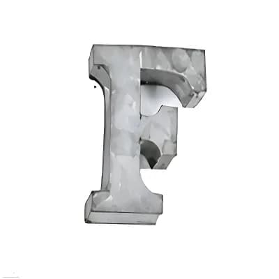 Zinc Metal Alphabet Letter "F" Decorative Accent for Shelf Desk and Tabletop Home Decor