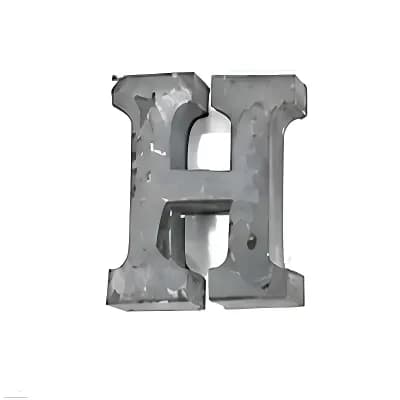 Zinc Metal Alphabet Letter "H" Decorative Accent for Shelf Desk and Tabletop Home Decor
