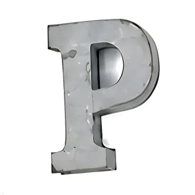Zinc Metal Alphabet Letter "P" Decorative Accent for Shelf Desk and Tabletop Home Decor