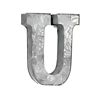 Zinc Metal Alphabet Letter "U" Decorative Accent for Shelf Desk and Tabletop Home Decor