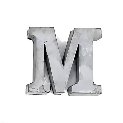 Zinc Metal Alphabet Letter "M" Decorative Accent for Shelf Desk and Tabletop Home Decor