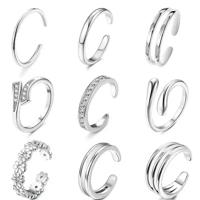 9 pc Adjustable Toe Rings