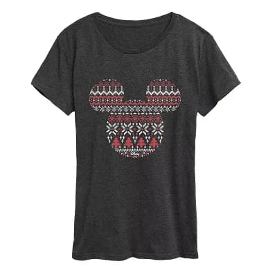 Women's Disney's Mickey Mouse Fair Isle Holiday Patterns Graphic Tee