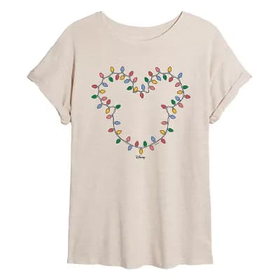 Juniors' Disney's Mickey Mouse Christmas Lights Oversized Tee
