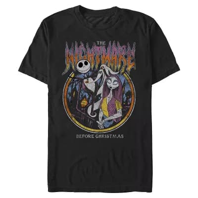 Men's Disney's Jack Skellington And Sally Stamp Graphic Tee