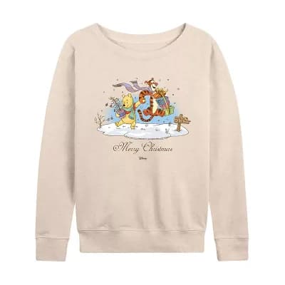Women's Disney's Winnie The Pooh & Tigger Merry Christmas French Terry Long Sleeve Tee
