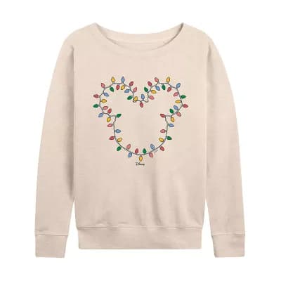 Women's Disney's Mickey Mouse Christmas Lights French Terry Long Sleeve Tee