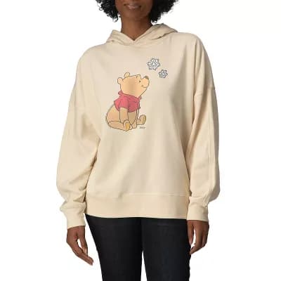 Women's Disney's Winnie The Pooh Snowflakes Oversized Fleece Hoodie Sweatshirt