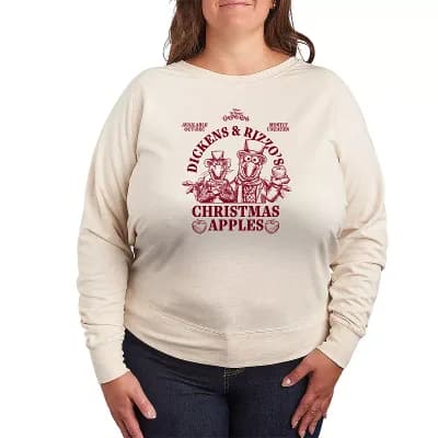 Plus Size Disney's The Muppet Christmas Carol Dickens & Rizzo's Christmas Apples French Terry Long Sleeve Tee