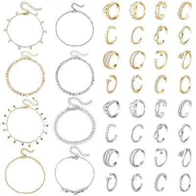 40 pc Anklets and Toe Rings Set