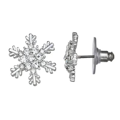 Napier Silver Tone Snowflake Stud Earrings