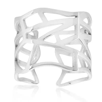 ELYA Polished Geometric Open Cuff Ring
